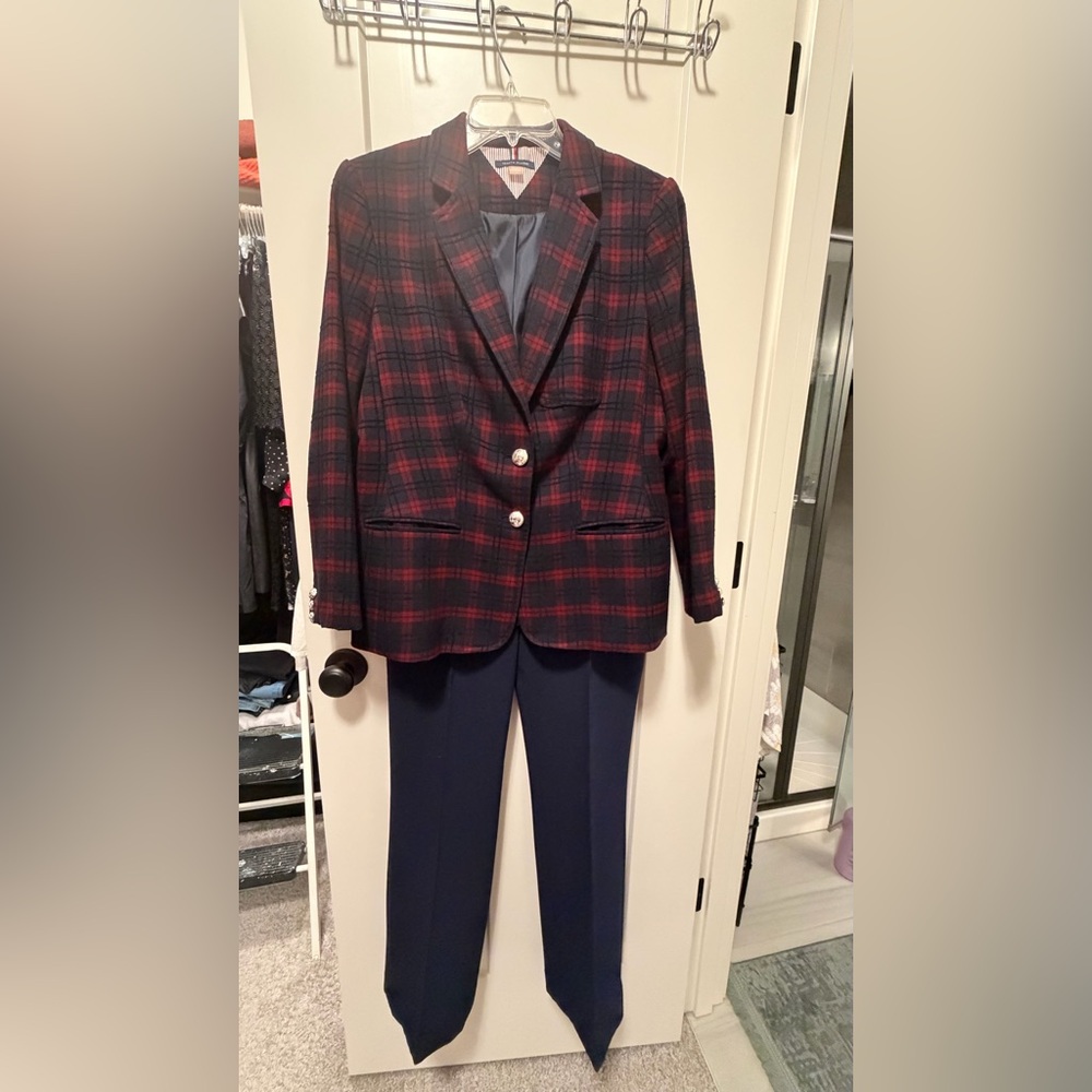 Tommy Hilfiger Red and Navy Plaid Sport Coat